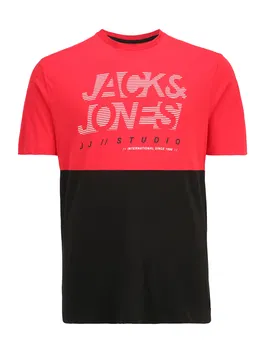 Jack & Jones Plus Tricou 'MARCO' roșu / negru / alb