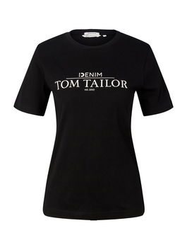 TOM TAILOR DENIM Tricou gri deschis / negru