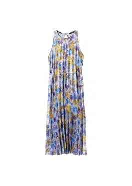 MANGO Rochie de vară 'Bouquet' albastru / galben muștar / mov neon / alb