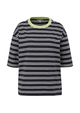 TRIANGLE Tricou bleumarin / verde deschis / alb