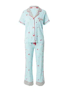 PJ Salvage Pijama 'Pupppy Love' albastru aqua / roșu / negru / alb