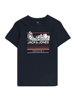 Jack & Jones Junior Tricou 'BOOSTER' albastru închis / portocaliu / alb