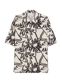 Bershka Cămașă ecru / negru