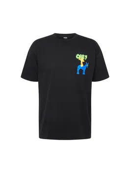 Obey Tricou turcoaz / verde deschis / portocaliu pastel / negru
