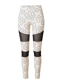 Urban Classics Leggings negru / alb lână