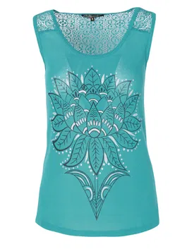 KOROSHI Top verde jad / negru / alb