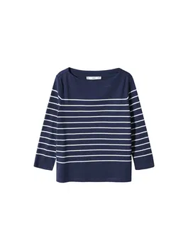 MANGO Tricou 'PARISIAN' bleumarin / alb