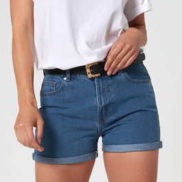 Sinsay - Pantaloni scurți high waist, din denim - Bleumarin