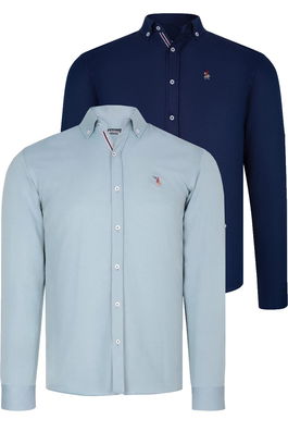 DUAL SET G674 DEWBERRY MENS SHIRT-NAVY BLUE-WATER GREEN