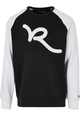 ROCAWEAR Bluză de molton negru / alb