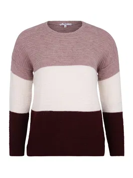ABOUT YOU Curvy Pulover 'Larissa' crem / roz / roșu bordeaux