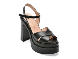 Sandale GOLD DEER negre, 13004, din piele naturala