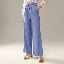 Sinsay - Pantaloni cu adaos de in - Albastru