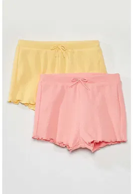 Set de pantaloni scurti cu terminatie ondulata - 2 perechi