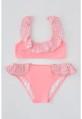 Costum de baie in doua piese cu volane