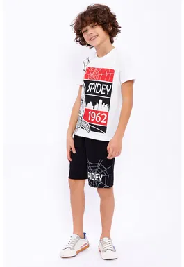 Set de tricou cu imprimeu si pantaloni scurti - 2 piese