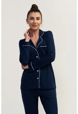 Pijama din amestec de modal cu pantaloni lungi Ana
