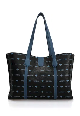 Geanta shopper de piele ecologica cu model logo