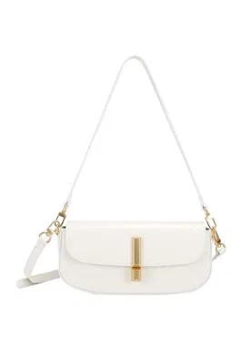 Geanta baguette de piele cu clapa