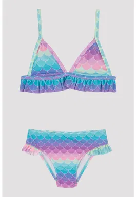 Costum de baie din doua piese cu volane