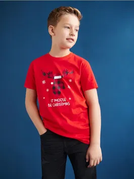 Sinsay - Tricou cu imprimeu - roșu-aprins