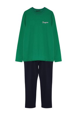 Trendyol Pajama Set - Green - Slogan
