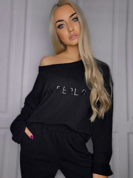 Black sweatshirt set with La Perla logo print