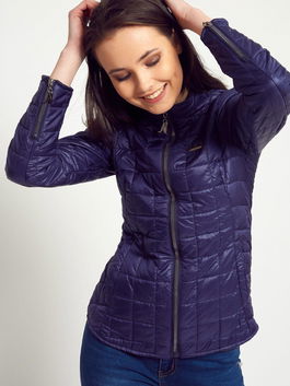 Quilted jacket with stand-up collar navy blue