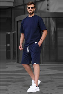 Madmext Navy Blue Men's Basic Shorts