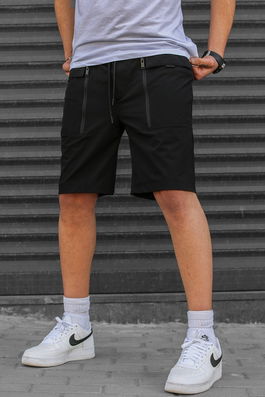 Madmext Black Basic Men's Capri Shorts with Pockets