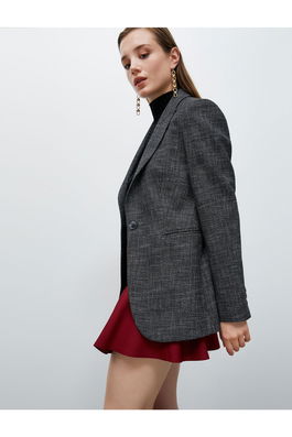 Koton Blazer Jacket With Patches One Button Pocket Detailed.
