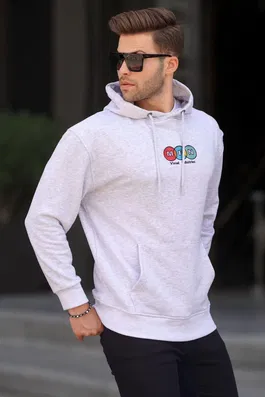 Madmext Carmelange Hoodie Men's Sweatshirt with Embroidery 6145