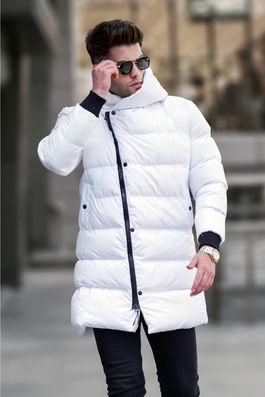 Madmext White Long Zippered Inflatable Coat 5743