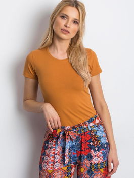 Blouse basic short sleeves round neckline orange