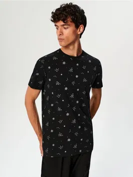 Sinsay - Tricou cu imprimeu - negru