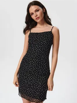Sinsay - Rochie mini cu bretele subțiri - negru