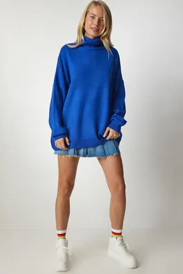 Happiness İstanbul Sweater - Blue - Oversize