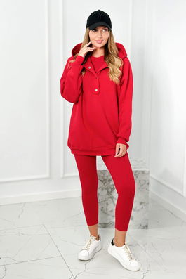 Set of 3in1 sweatshirt, top and leggings red