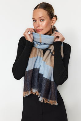 Trendyol Checked Brown, Soft Textured Scarf