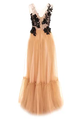 Rochie maxi din tul cu aplicatii florale