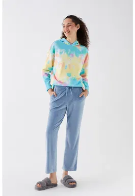 Pantaloni de pijama cu aspect catifelat