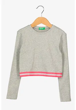 Bluza crop cu aspect striat