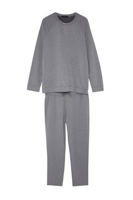 Trendyol Men's Dark Gray Regular Fit Knitted Pajamas Set.