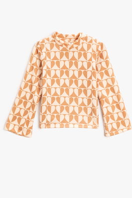 Koton Girls' Beige Patterned T-Shirt