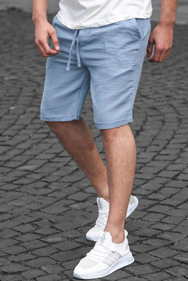 Madmext Indigo Basic Linen Men's Shorts 6506