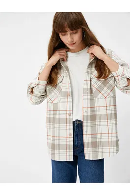 Koton Brown Plaid Women's Shirt