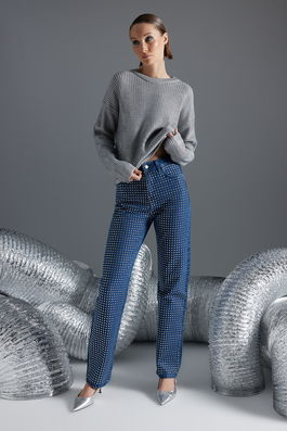 Trendyol Blue Trocked High Waist Long Straight Jeans
