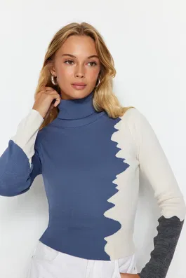 Trendyol Indigo Turtleneck Knitwear Sweater