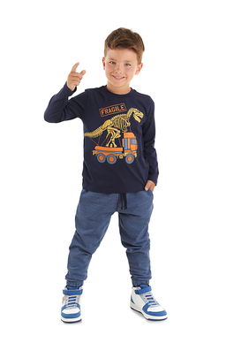 Mushi Fragile Boy Kid's Navy Blue T-shirt and Blue Pants Suit