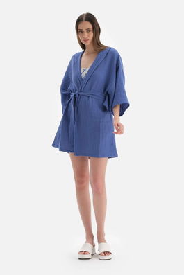 Dagi Blue Muslin Caps. Short Kimono